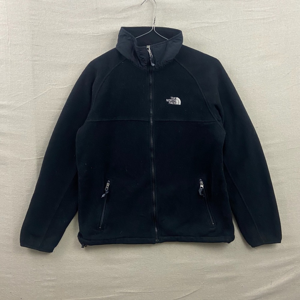 The North Face Fleece Jacket Mens Medium Black Vintage Full Zip Mock Neck Raglan